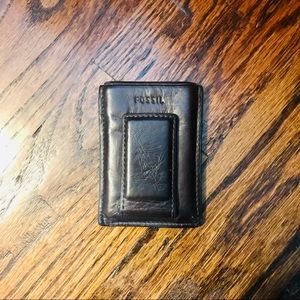 Fossil Leather Money Clip with card holder